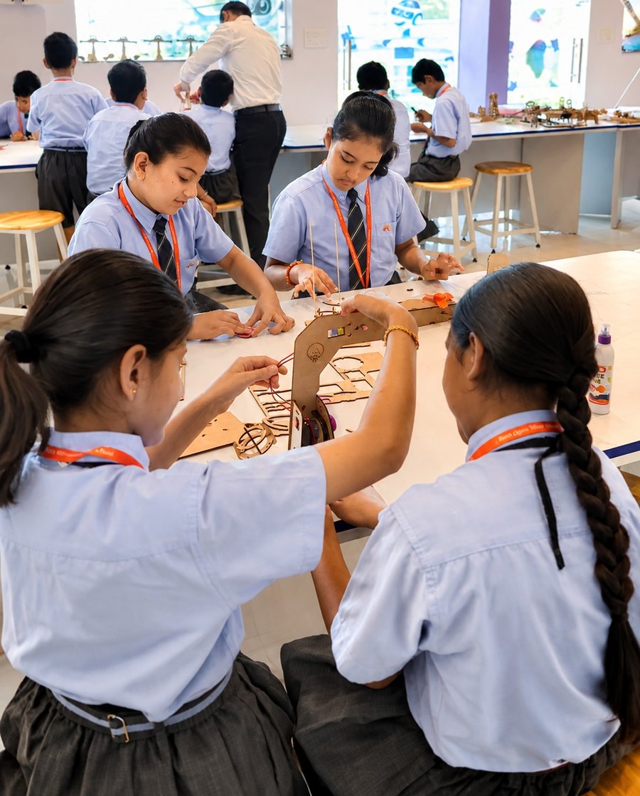 A robotics kit, piece by piece, the Aerobay at Birla Open Minds International School, Bhopal