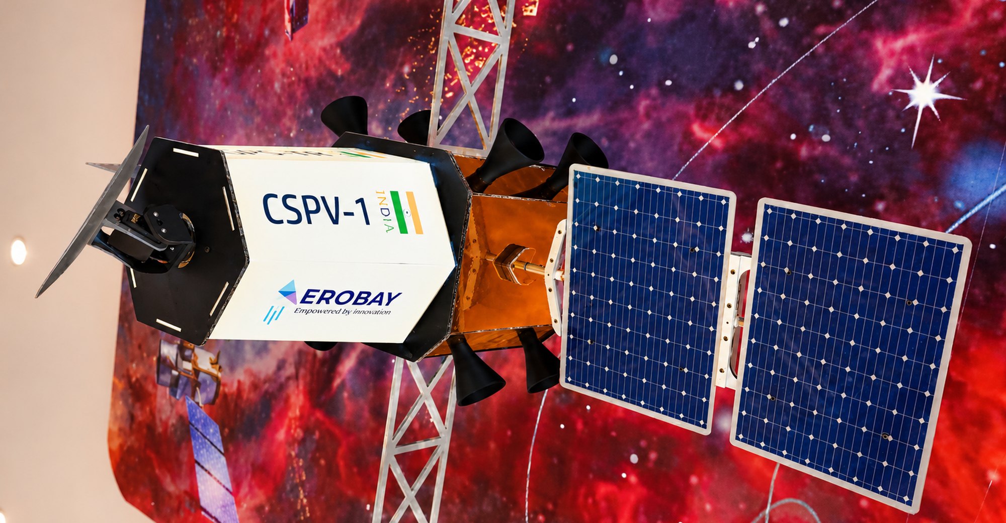CSPV-1, the satellite model that hangs in the lab, the Aerobay at Birla Open Minds International School, Bhopal