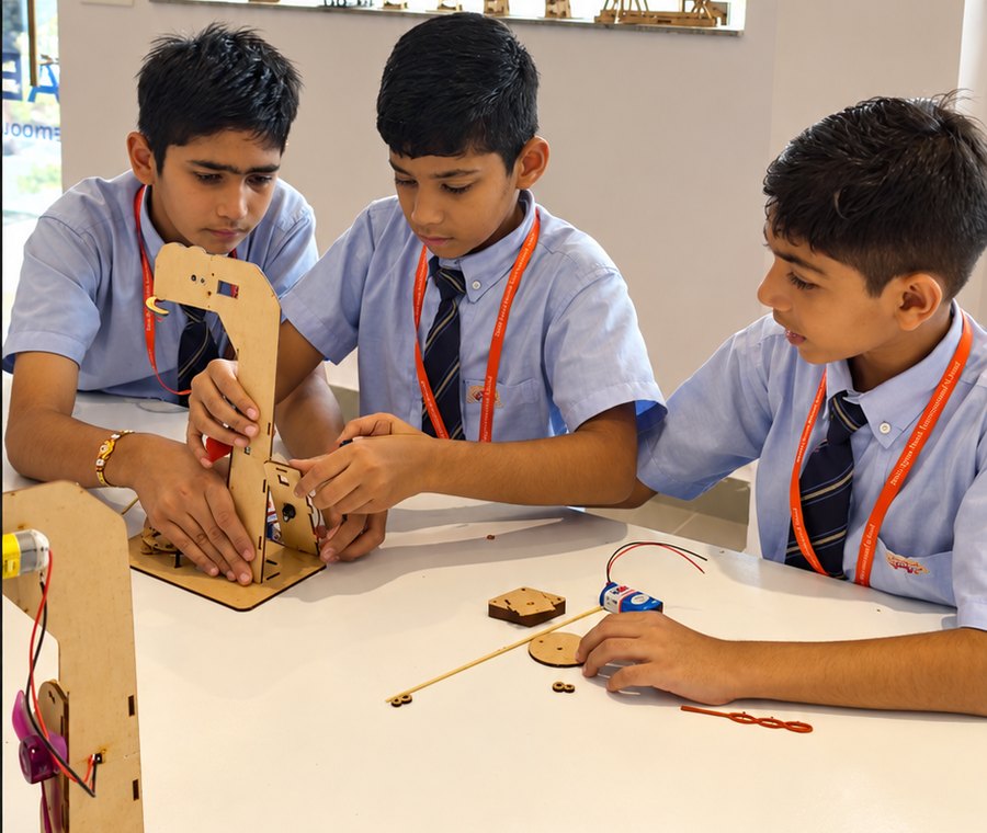 Three to a mechanism, and one disagreement to settle, the Aerobay at Birla Open Minds International School, Bhopal