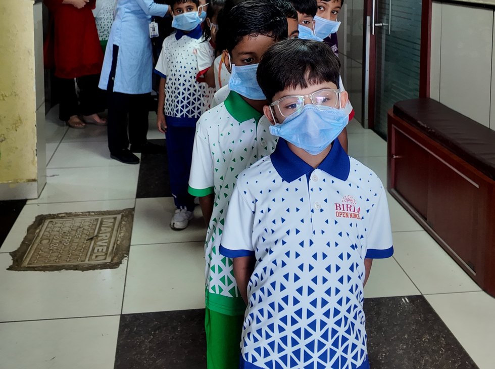 Waiting their turn at Birla Open Minds International School, Bhopal
