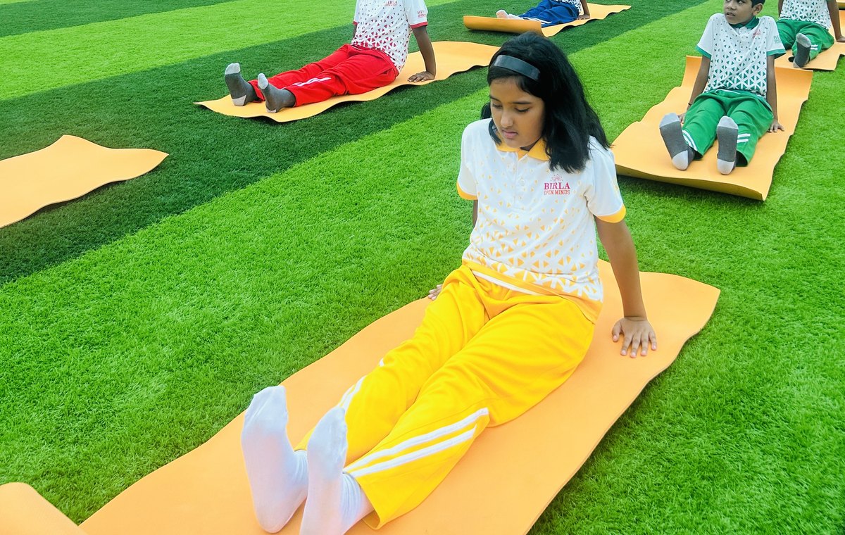 A session on the covered turf at Birla Open Minds International School, Bhopal