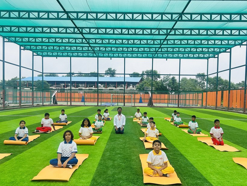 Pranayama, one mat each at Birla Open Minds International School, Bhopal