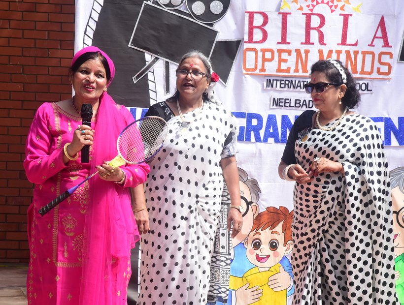 Grandparents' Day in the school hall at Birla Open Minds International School, Bhopal