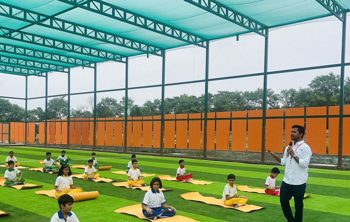 Mats laid out across the turf at Birla Open Minds International School, Bhopal