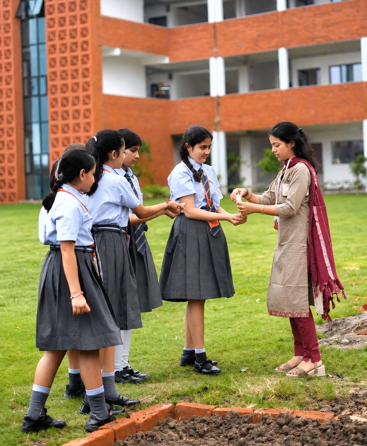 A lesson taken outside, Birla Open Minds International School, Bhopal
